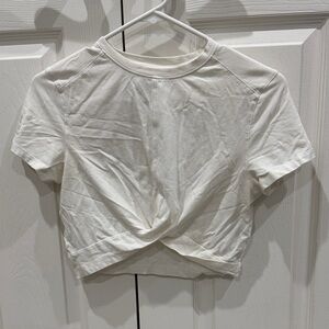 Alphalete Cream Twist Front Crop Top